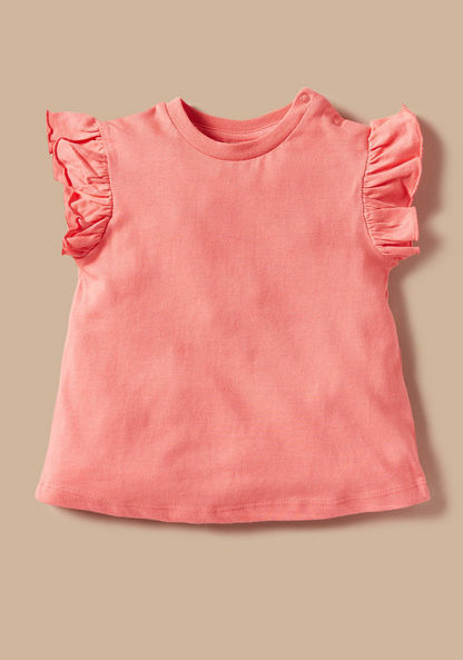 Juniors Solid Top with Ruffles - Set of 2-T Shirts-image-2