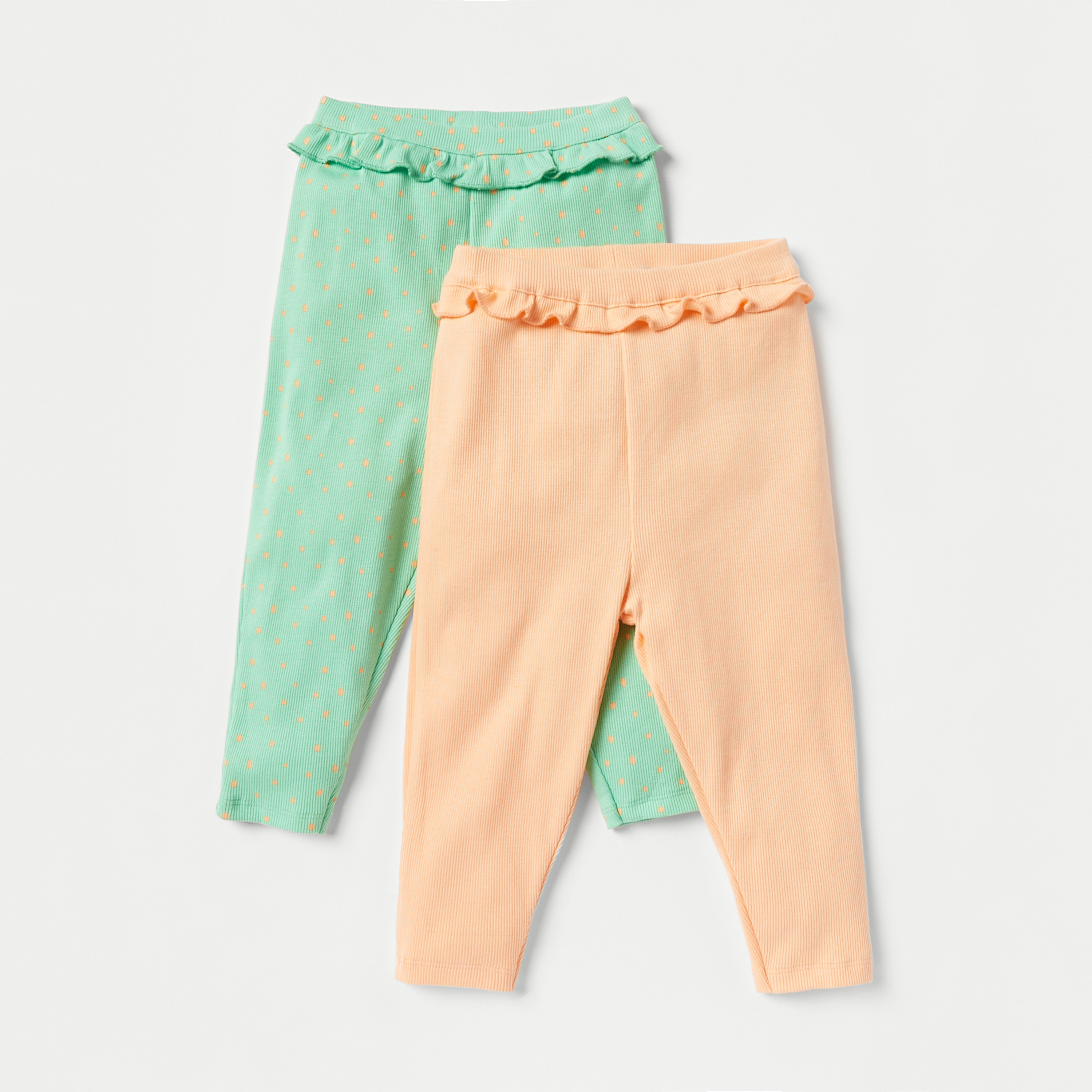 Buy Baby Girls' Juniors Solid Leggings with Ruffle Detail - Set of 2 Online  | Centrepoint KSA