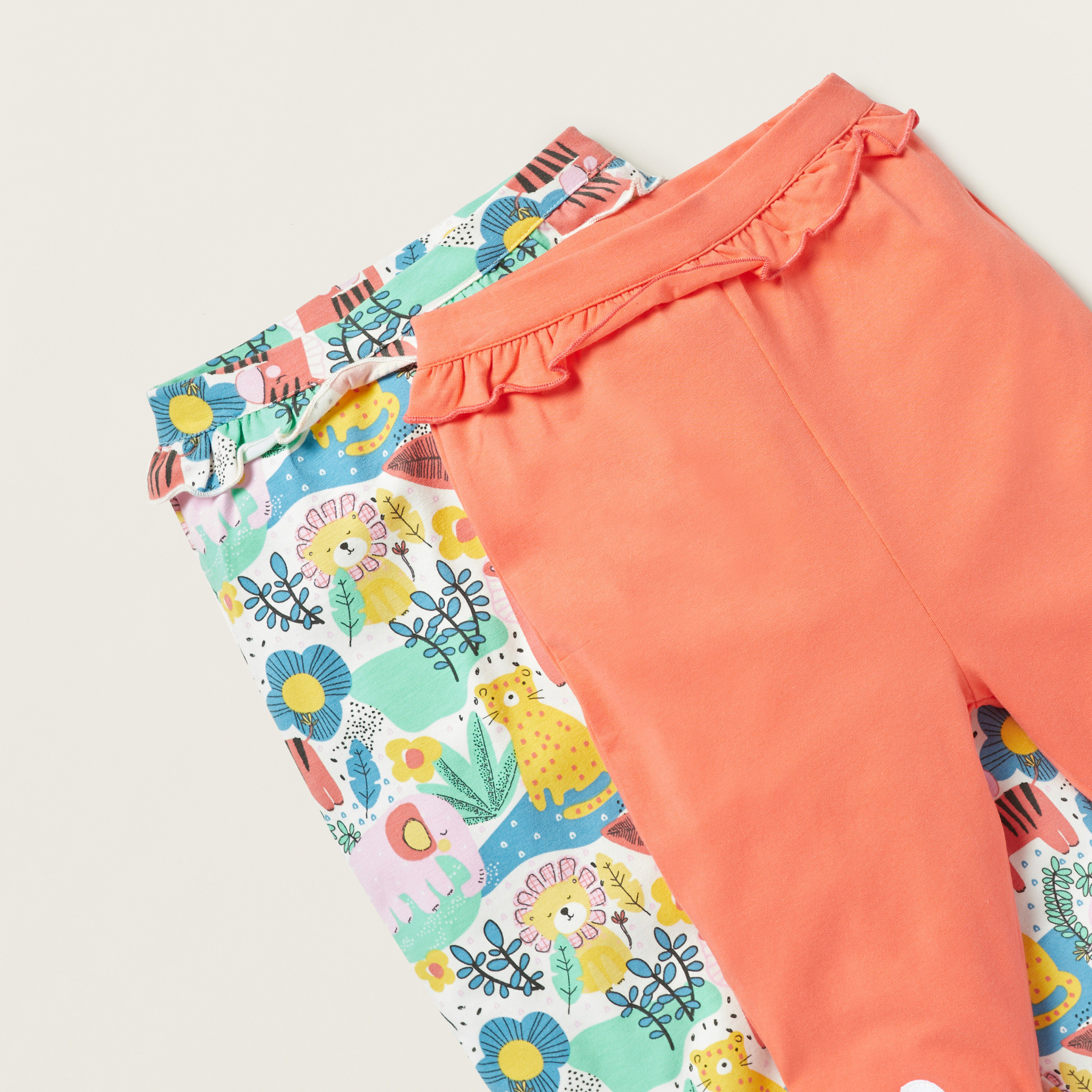 Juniors Printed Leggings with Frill Detail - Set of 2-baby-girls-clothing-bottoms-leggings-image-4