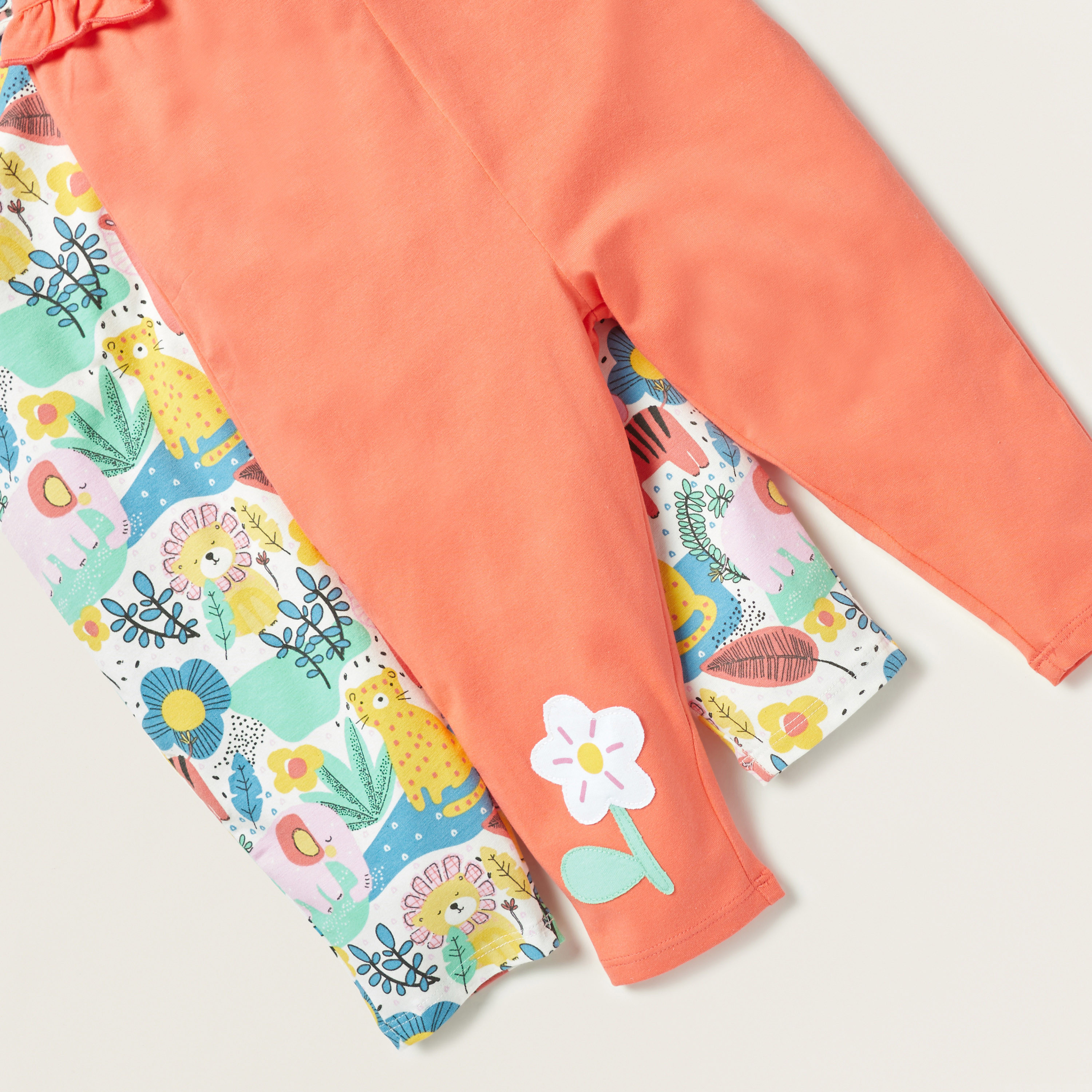 Juniors Printed Leggings with Frill Detail - Set of 2-baby-girls-clothing-bottoms-leggings-image-5