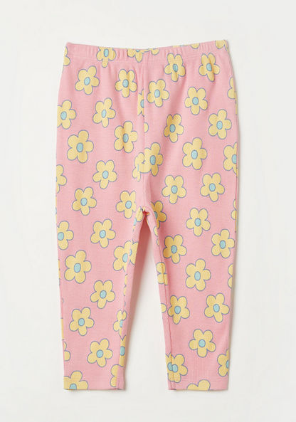 Juniors All Over Floral Print Leggings with Elasticised Waistband-Leggings-image-0