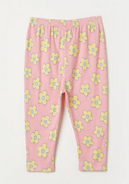 Juniors All Over Floral Print Leggings with Elasticised Waistband-Leggings-image-3