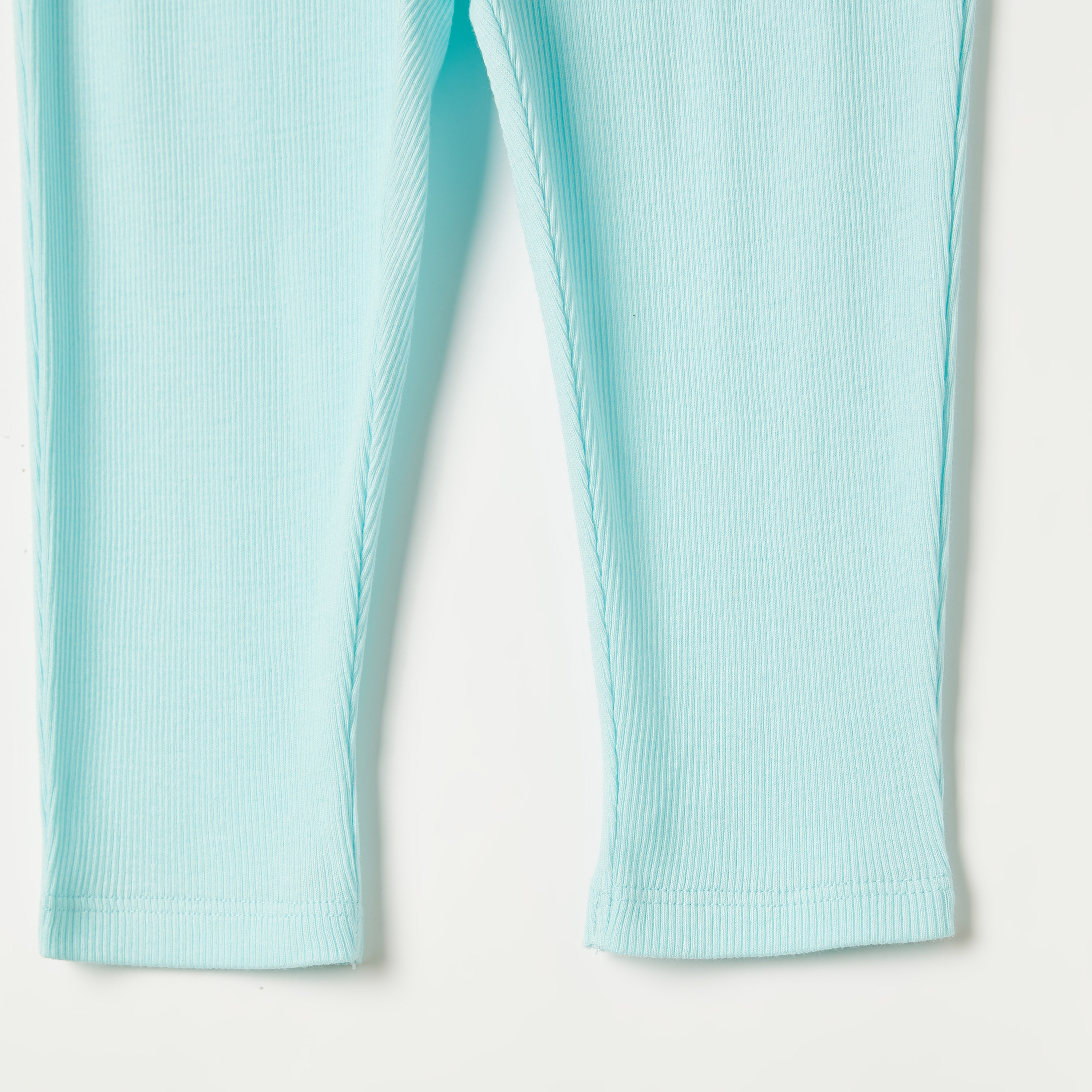 Juniors Textured Leggings with Elasticated Waistband-baby-girls-clothing-bottoms-leggings-image-3
