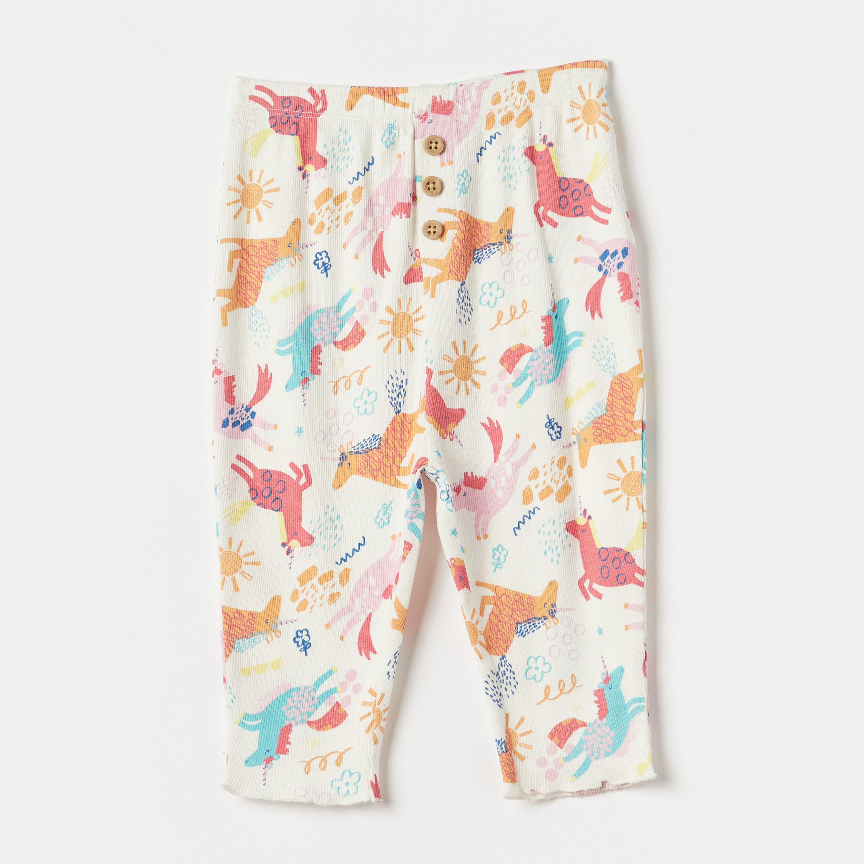 Juniors All-Over Unicorn Print Leggings with Button Detail-baby-girls-clothing-bottoms-leggings-image-1