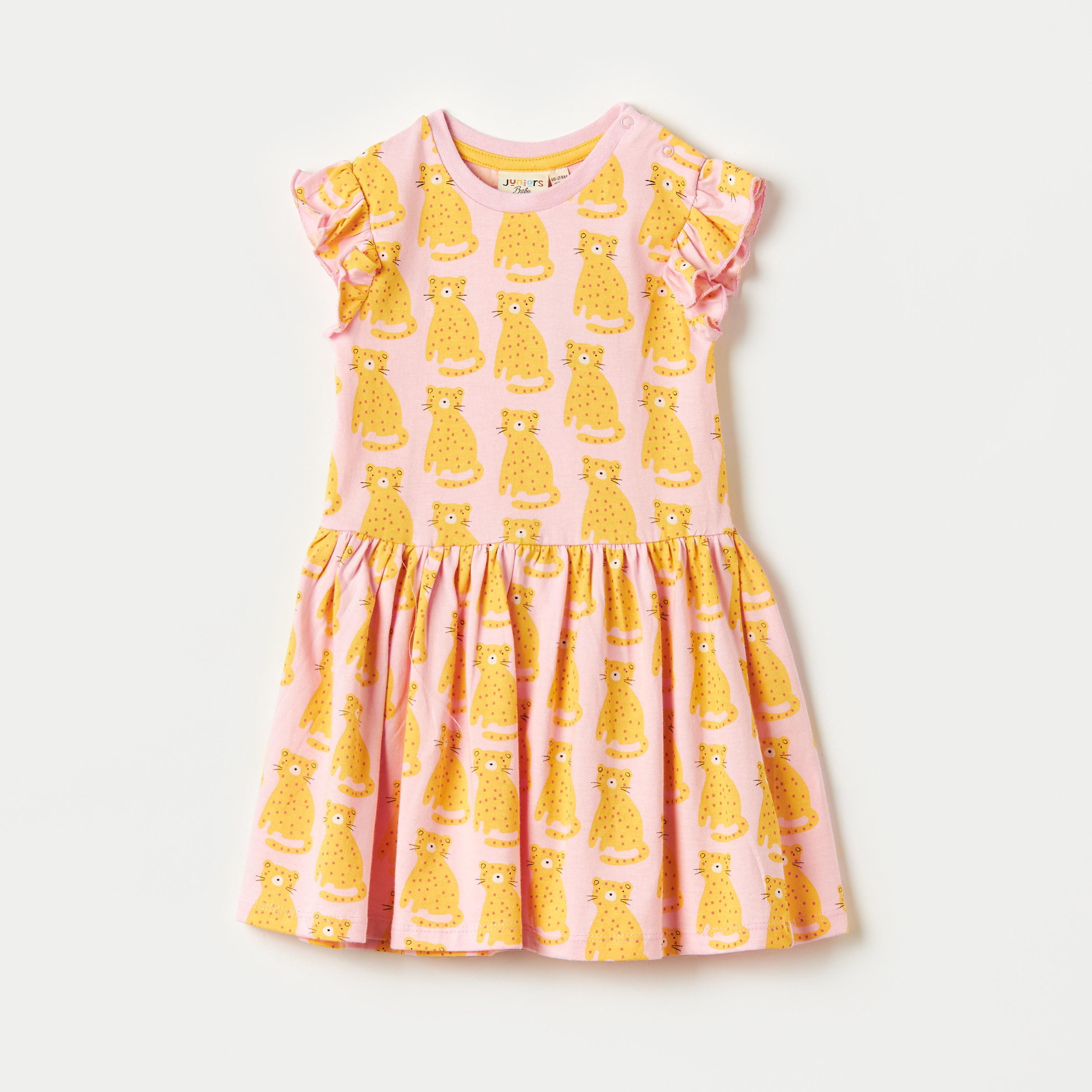 Juniors All-Over Print A-line Dress with Ruffled Sleeves-baby-girls-clothing-dressesandjumpsuits-image-1