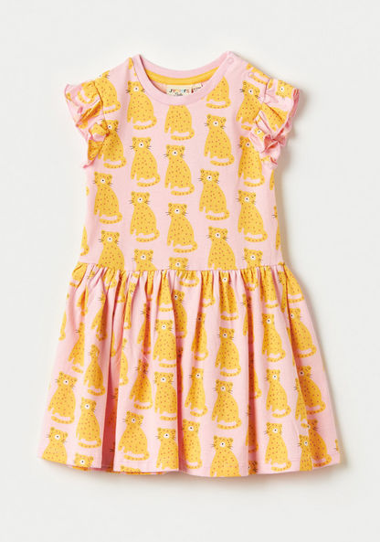 Juniors All-Over Print A-line Dress with Ruffled Sleeves-Dresses%2C Gowns and Frocks-image-0