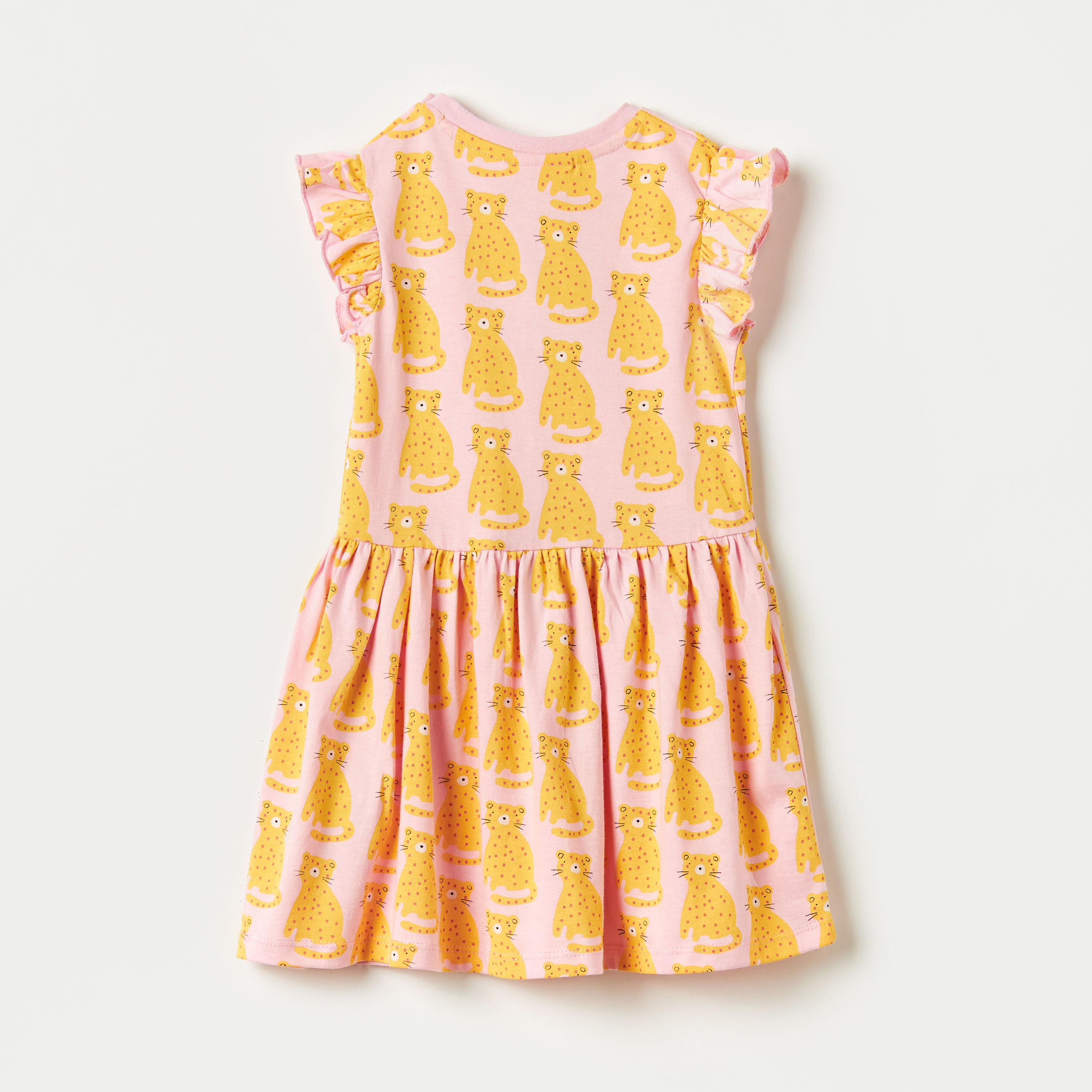 Juniors All-Over Print A-line Dress with Ruffled Sleeves-baby-girls-clothing-dressesandjumpsuits-image-4