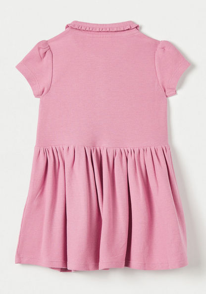 Juniors Textured Dress with Ruffle Detail Collar and Button Closure-Dresses%2C Gowns and Frocks-image-3