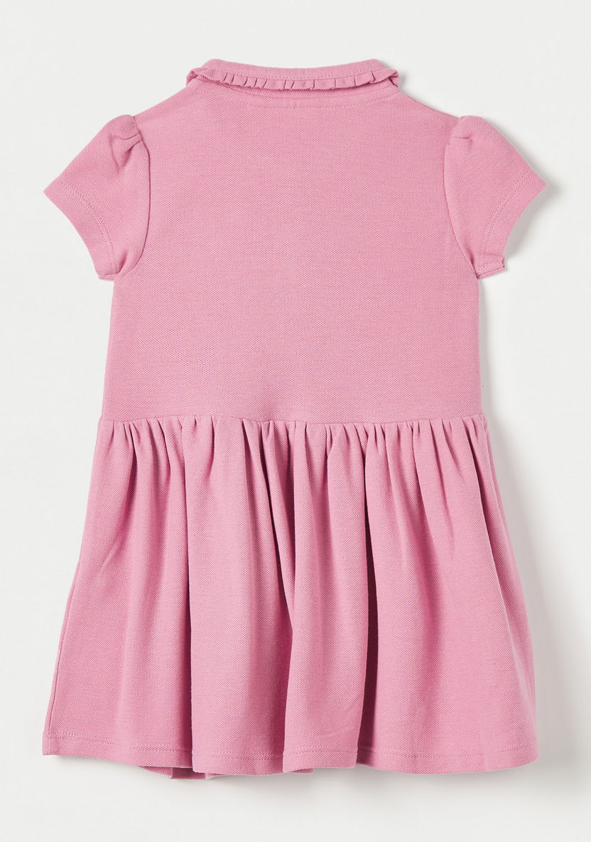 Juniors Textured Dress with Ruffle Detail Collar and Button Closure-Dresses, Gowns & Frocks-image-3