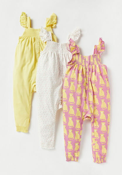 Juniors Sleeveless Romper with Shirred Detail - Set of 3-Rompers%2C Dungarees and Jumpsuits-image-0