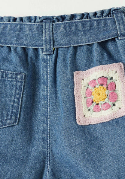 Juniors Embroidered Patch Denim Shorts-Shorts-image-2