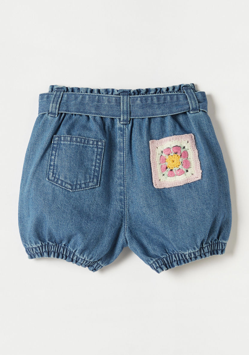 Juniors Embroidered Patch Denim Shorts-Shorts-image-3