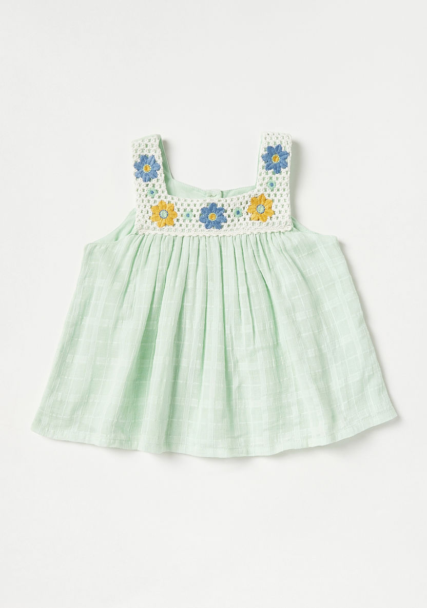 Juniors Embroidered Sleeveless Top with Shorts and Cap Set-Clothes Sets-image-1