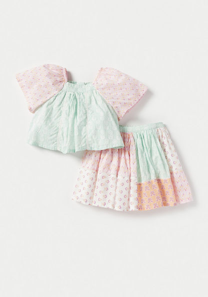Juniors Printed Top and Skirt Set-Clothes Sets-image-0