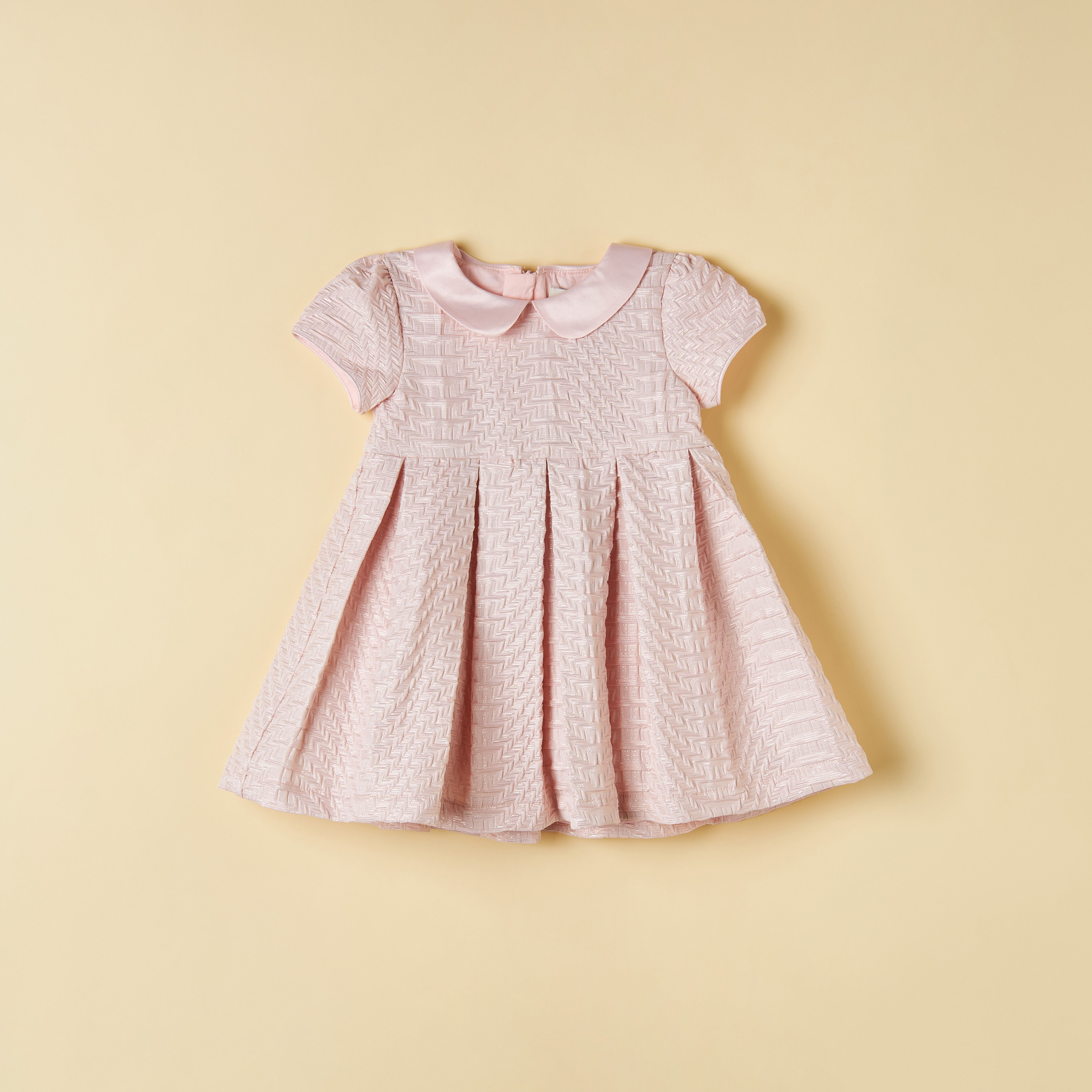 Buy Juniors Textured Dress with Peter Pan Collar and Pleats Online Mothercare Bahrain