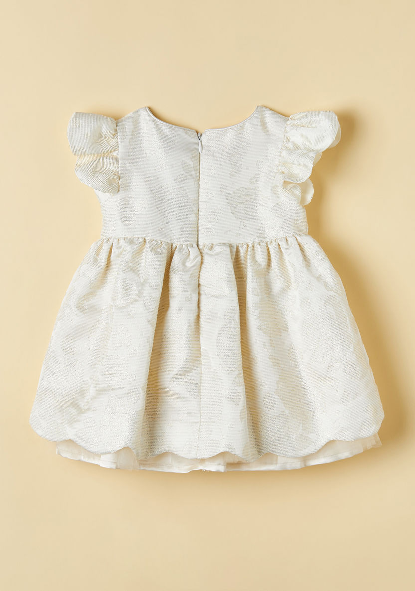 Juniors Textured Dress with Bow Accent and Ruffles-Dresses%2C Gowns and Frocks-image-2