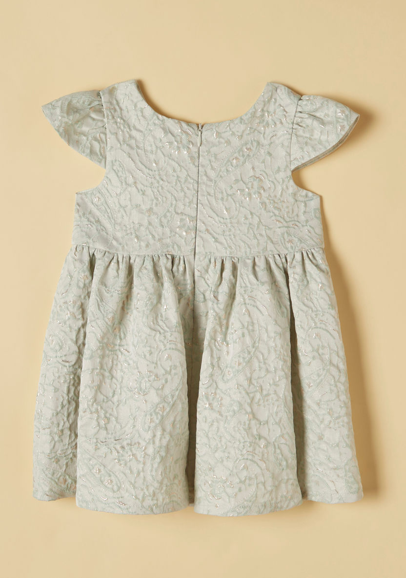 Juniors Textured Round Neck Dress with Bow Detail-Dresses, Gowns & Frocks-image-3