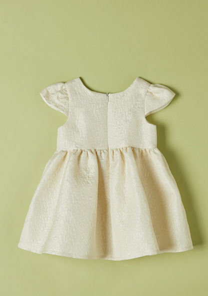 Juniors Textured Round Neck Dress with Bow Detail-Dresses%2C Gowns and Frocks-image-3