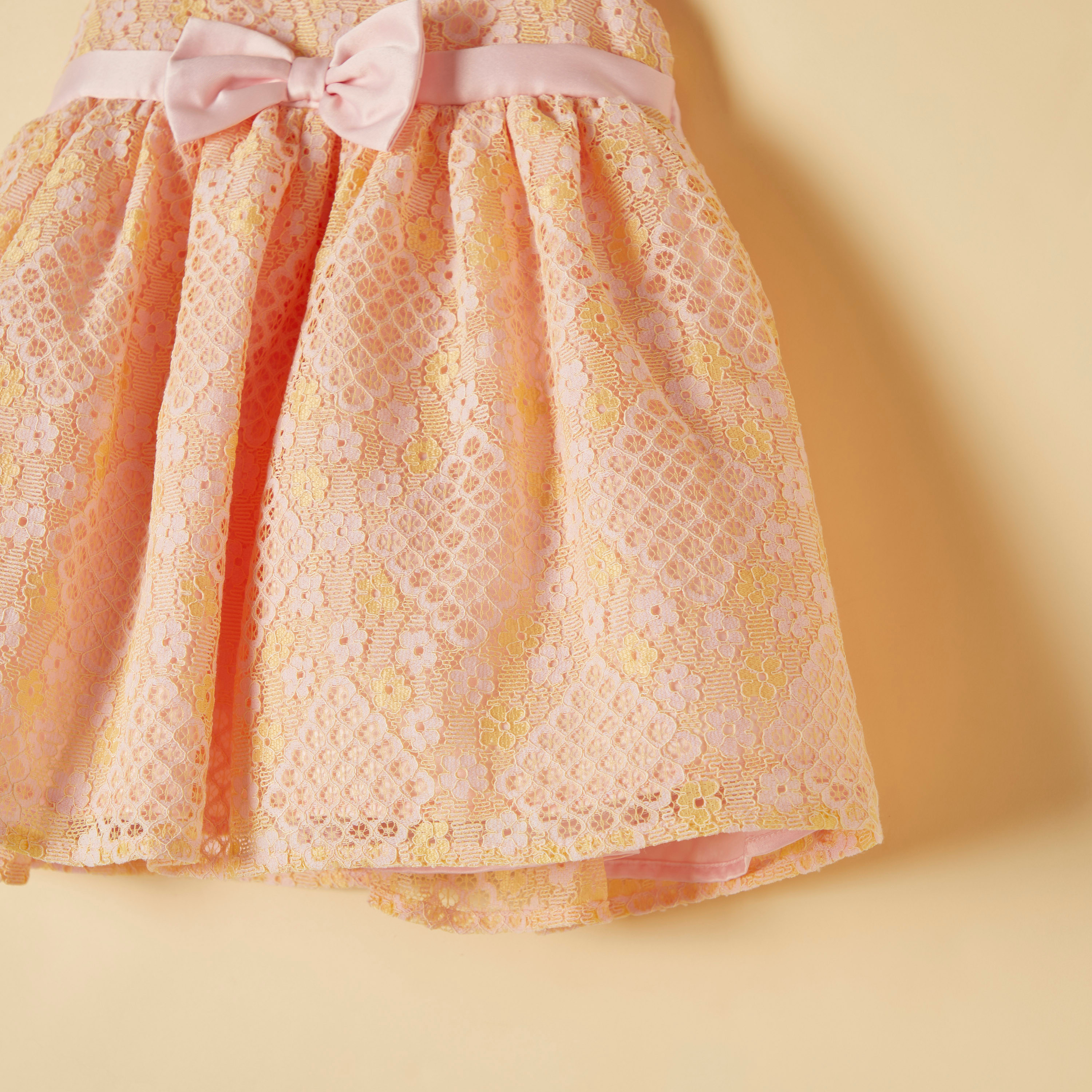 Juniors Lace Detailed Sleeveless Dress with Bow Detail-baby-girls-clothing-dressesandjumpsuits-image-3