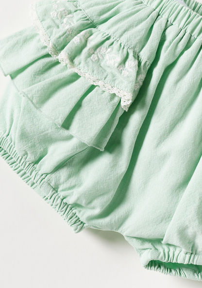 Solid Shorts with Elasticated Waistband and Ruffle Detail-Shorts-image-2