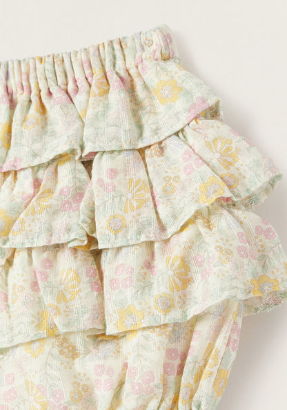 Giggles All-Over Floral Print Shorts with Elasticated Waistband and Ruffle Detail-Shorts-image-1
