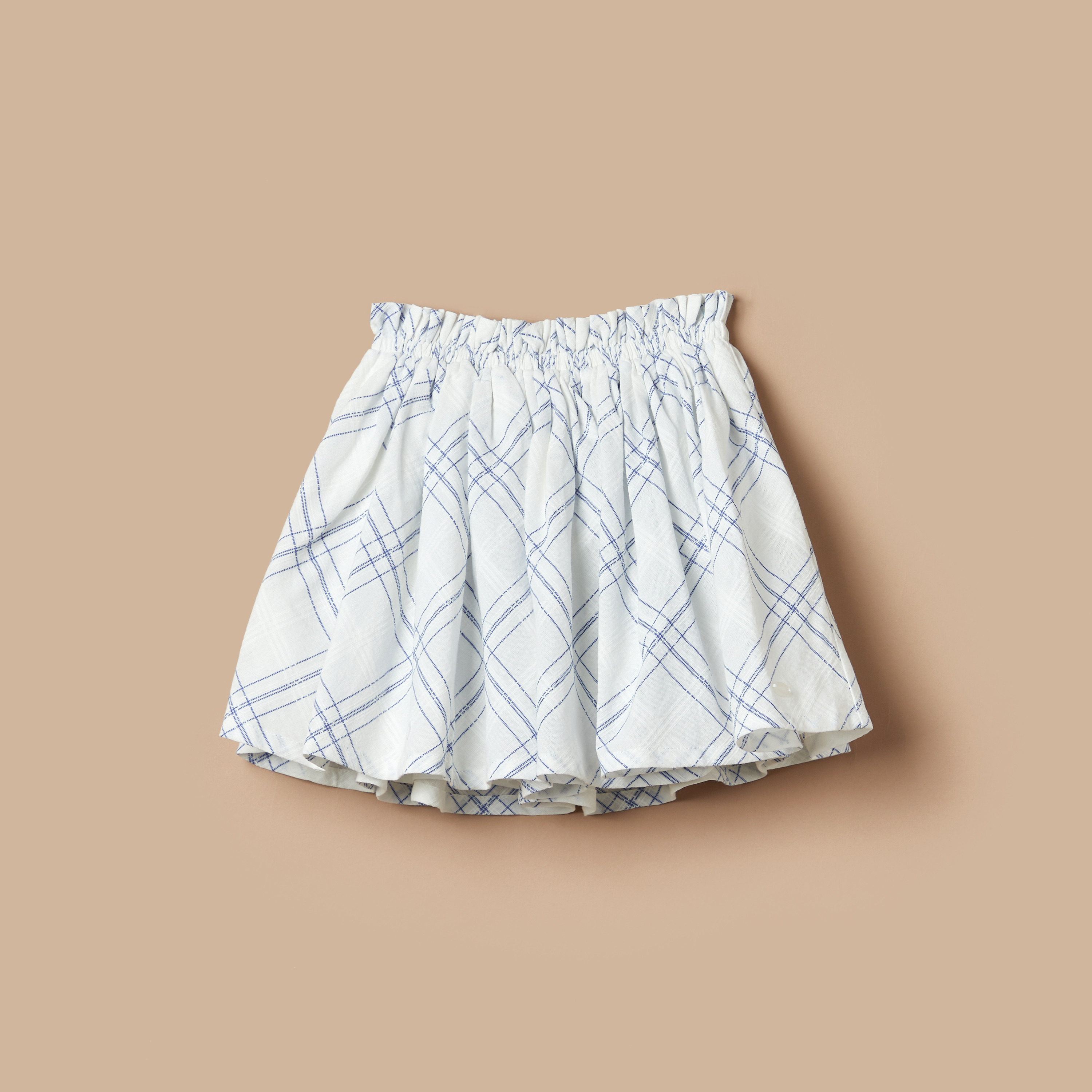 Giggles All-Over Checked Print Skirt with Elasticised Waistband-baby-girls-clothing-bottoms-skirts-image-1
