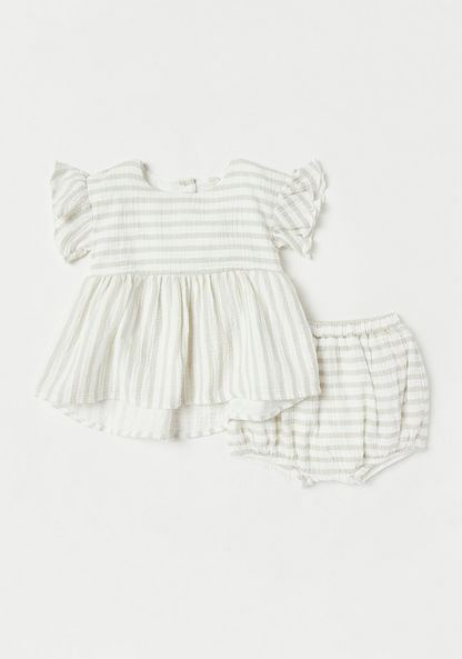Giggles Striped Dress and Bloomer Set-Clothes Sets-image-0