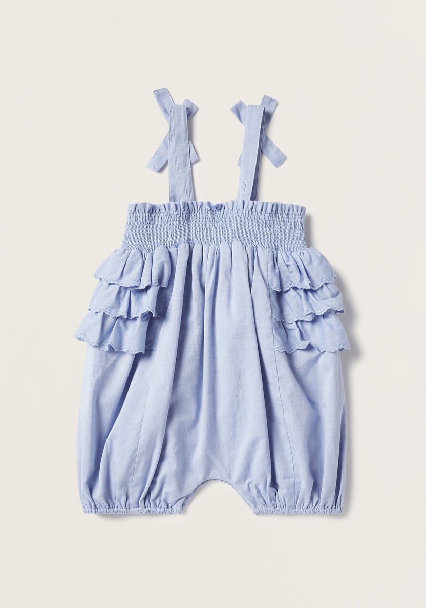 Giggles Embroidered Romper with Ruffles and Tie-Ups-Rompers, Dungarees & Jumpsuits-image-3