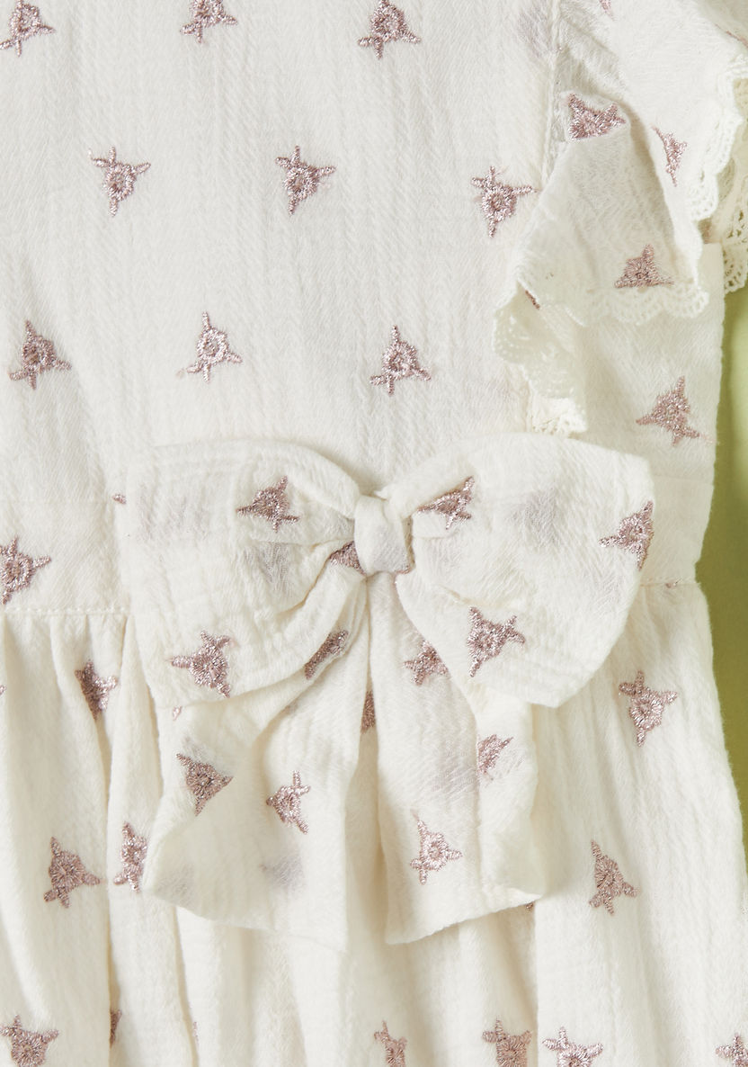 Giggles All-Over Embroidered Romper with Bow Accent and Button Closure-Rompers%2C Dungarees and Jumpsuits-image-1