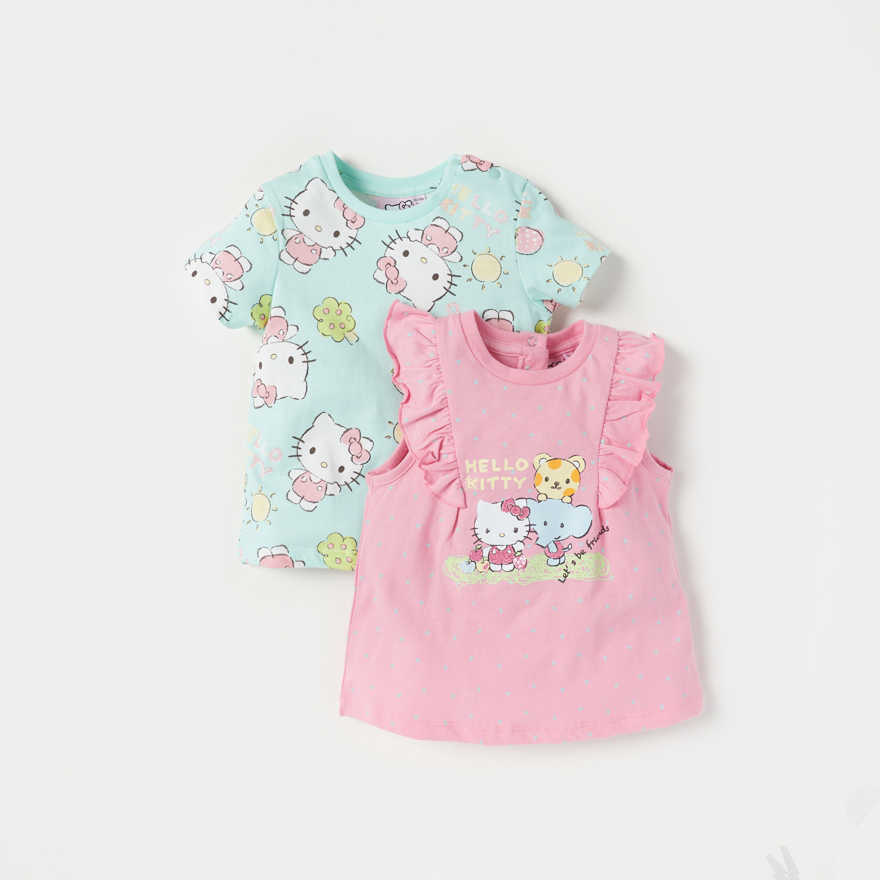 تيشيرتات بطبعات هالو كيتي من سانريو - طقم من قطعتين-baby-girls-clothing-tshirts-image-1