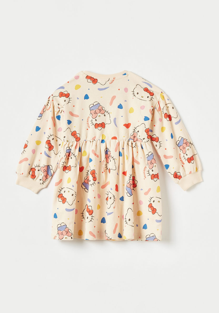 Sanrio All-Over Hello Kitty Print Dress with Long Sleeves-Dresses, Gowns & Frocks-image-3