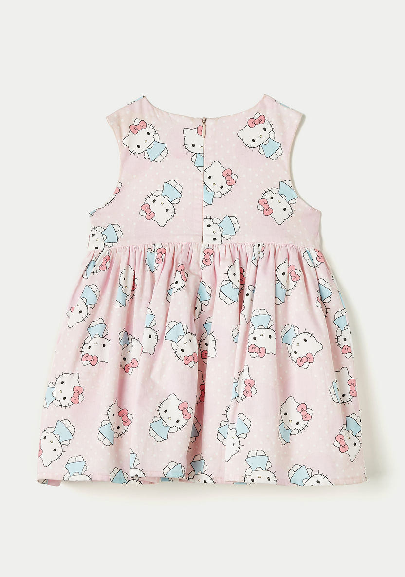 Sanrio All-Over Hello Kitty Print Sleeveless A-line Dress with Bow Accent-Dresses, Gowns & Frocks-image-2