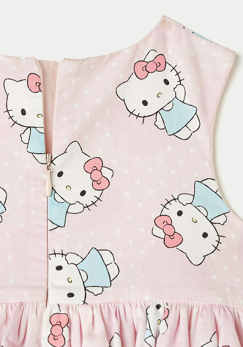 Sanrio All-Over Hello Kitty Print Sleeveless A-line Dress with Bow Accent-Dresses, Gowns & Frocks-image-3