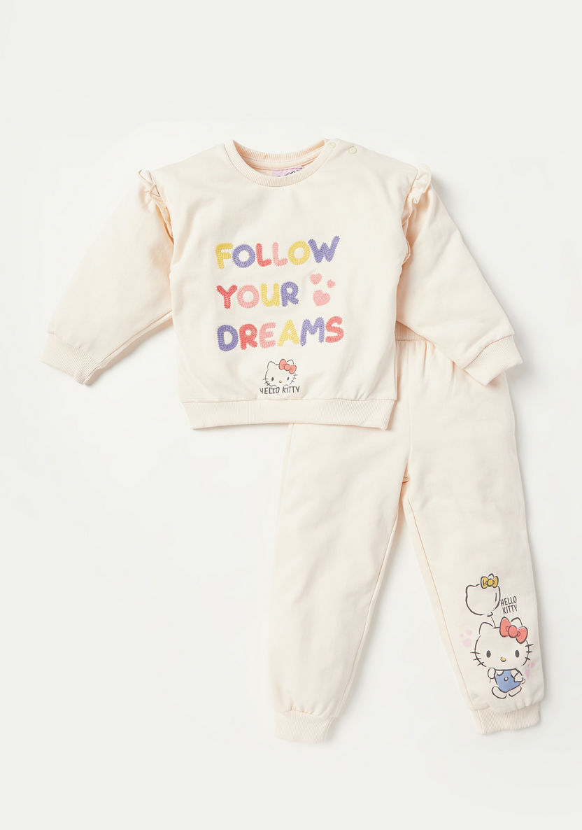 Sanrio Hello Kitty Print Sweatshirt and Joggers Set-Clothes Sets-image-0