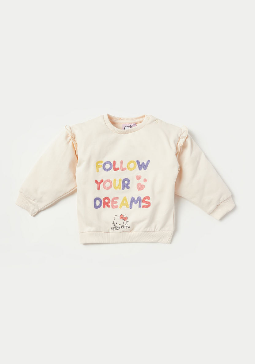 Sanrio Hello Kitty Print Sweatshirt and Joggers Set-Clothes Sets-image-1