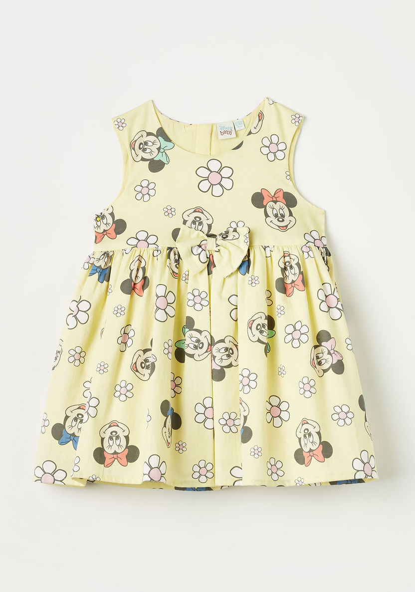 Disney All-Over Minnie Mouse Print Sleeveless A-line Dress with Bow Accent-Dresses%2C Gowns and Frocks-image-0