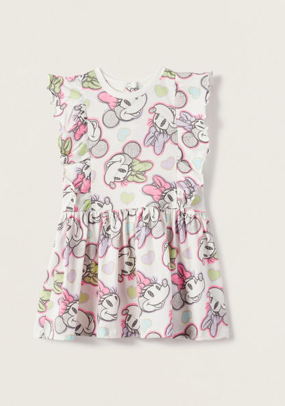 Disney All-Over Minnie Mouse Print Dress with Ruffles-Dresses%2C Gowns and Frocks-image-0