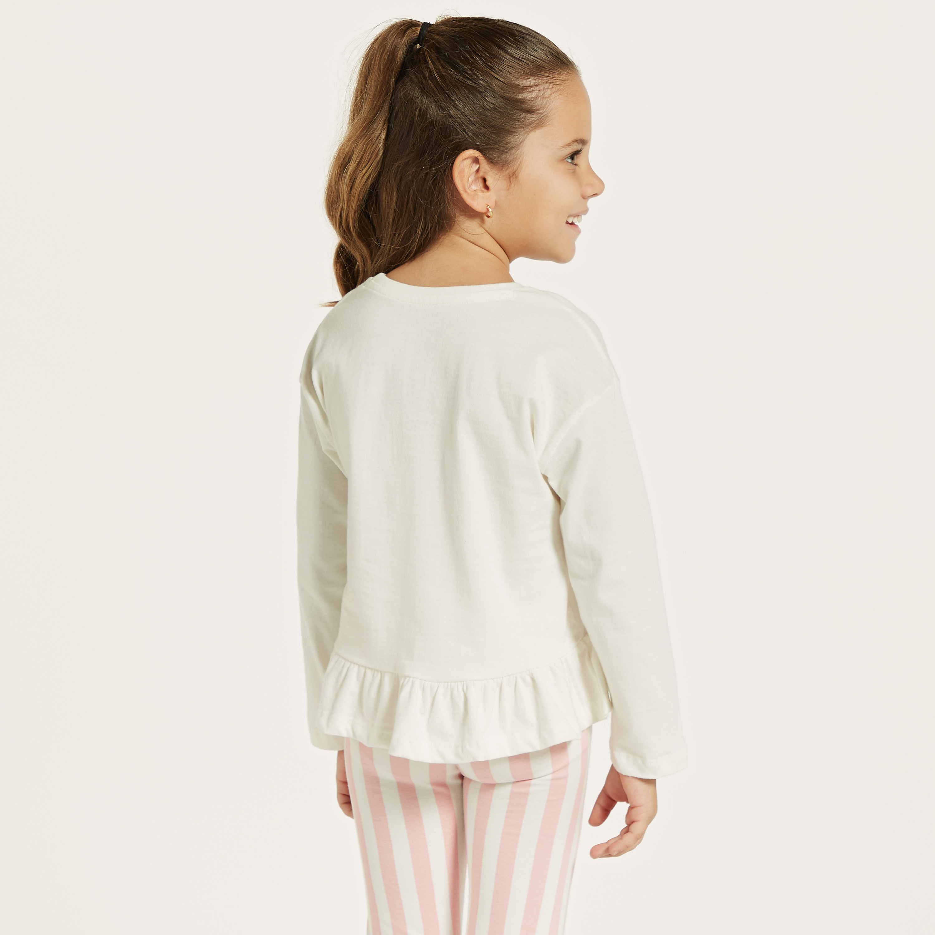 Juniors Fruits Print T-shirt with Long Sleeves and Ruffled Hem - Set of 2-girls-clothing-tshirts-image-5