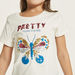 Juniors Butterfly Sequin Embellished T-shirt with Short Sleeves-T Shirts-thumbnail-2