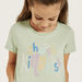 Juniors Slogan Embroidered T-shirt with Short Sleeves-T Shirts-thumbnail-2