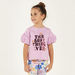 Juniors Sequinned Slogan Detail T-shirt with Short Puff Sleeves-T Shirts-thumbnailMobile-0