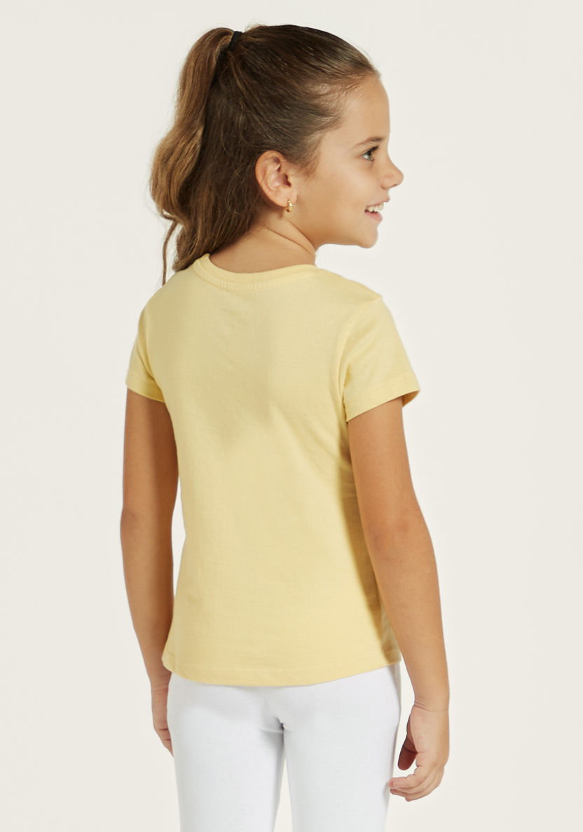 Juniors Slogan Graphic Print T-shirt with Short Sleeves-T Shirts-image-3