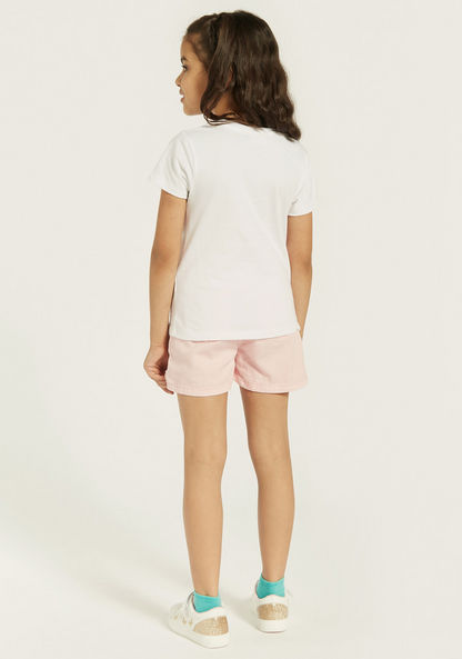 Juniors Unicorn Embellished T-shirt with Round Neck and Short Sleeves-T Shirts-image-3