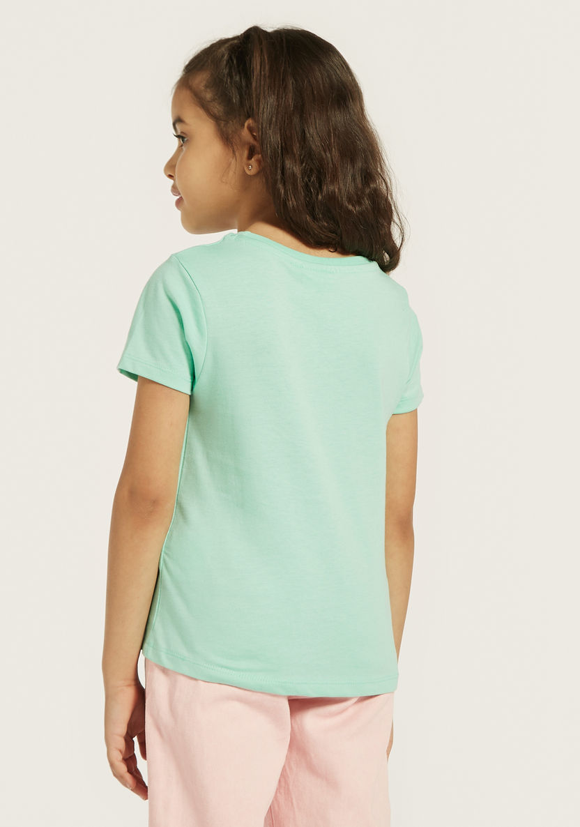Juniors Printed T-shirt with Round Neck and Short Sleeves-T Shirts-image-3