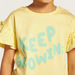 Juniors Slogan Print T-shirt with Crew Neck and Ruffled Sleeves-T Shirts-thumbnail-2