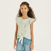Juniors Checked Top with Ruffle Trim and Tie-Up Detail-Blouses-thumbnail-0