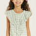 Juniors Checked Top with Ruffle Trim and Tie-Up Detail-Blouses-thumbnailMobile-2