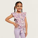 Juniors All-Over Floral Print Sleeveless Top with Ruffle and Tie-Up Detail-Blouses-thumbnail-0