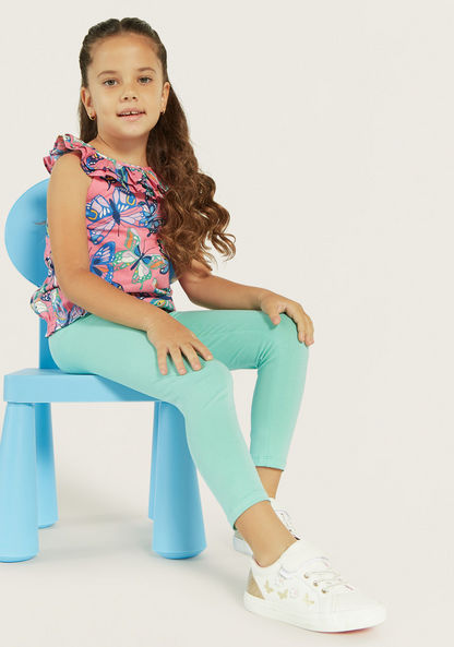 Juniors All-Over Print Sleeveless Top with Ruffles-Blouses-image-1