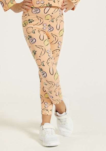 Juniors Printed Leggings with Elasticated Waistband - Set of 2-Leggings-image-3